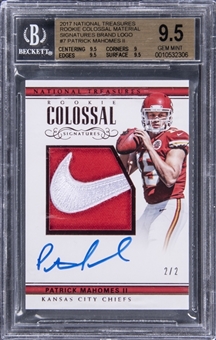 2017 Panini National Treasures "Rookie Colossal Signatures" #7 Patrick Mahomes II Signed Nike Patch Rookie Card (#2/2) - BGS GEM MINT 9.5/BGS 10